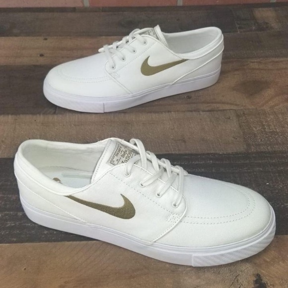 nike sb janoski white sail & golden beige canvas skate shoes